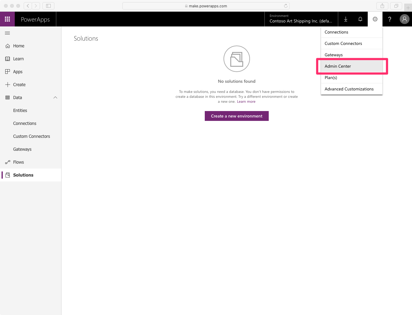 PowerApps - Admin center