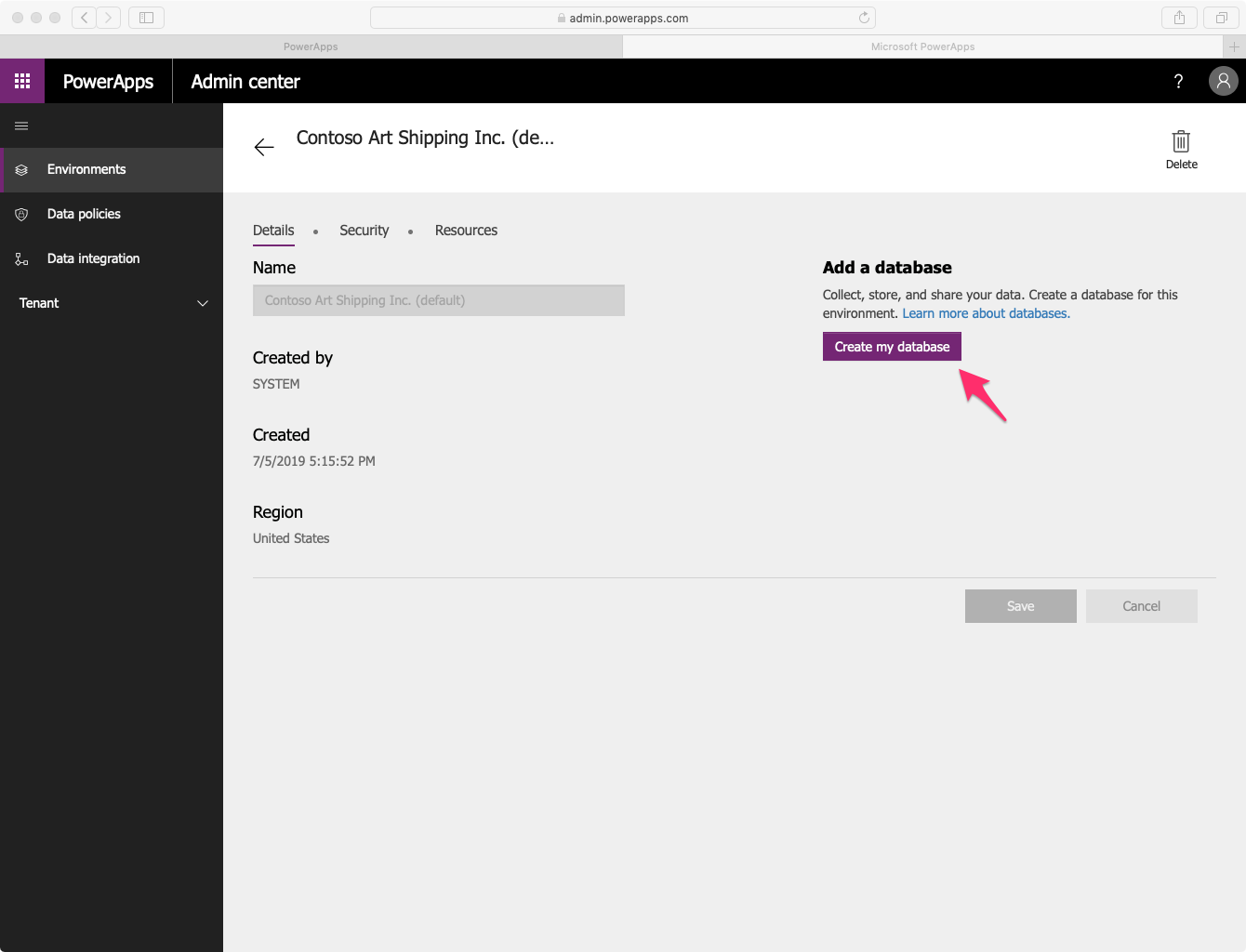 Powerapps - Create my database