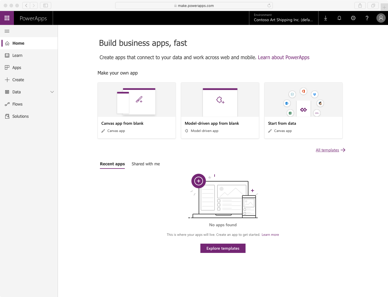 PowerApps - Home page